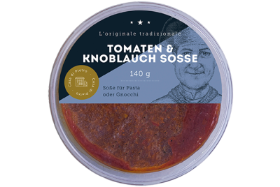 Bild des 140g Bechers Tomaten und Knoblauch Sauce, einer italienischen Pasta Sauce von Casa di Pietro